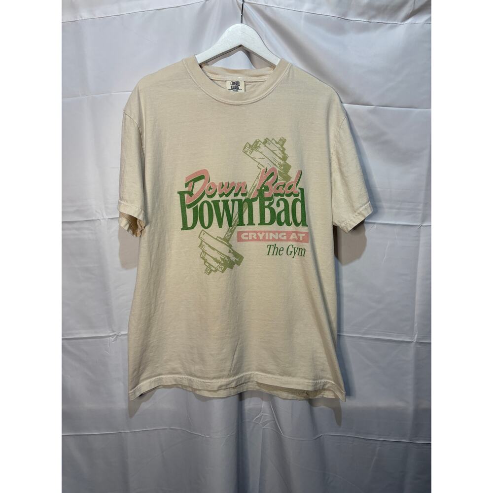 Comfort Colors Down Bad Crying at the Gym Taylor Swift Short Sleeve Cream Tee L